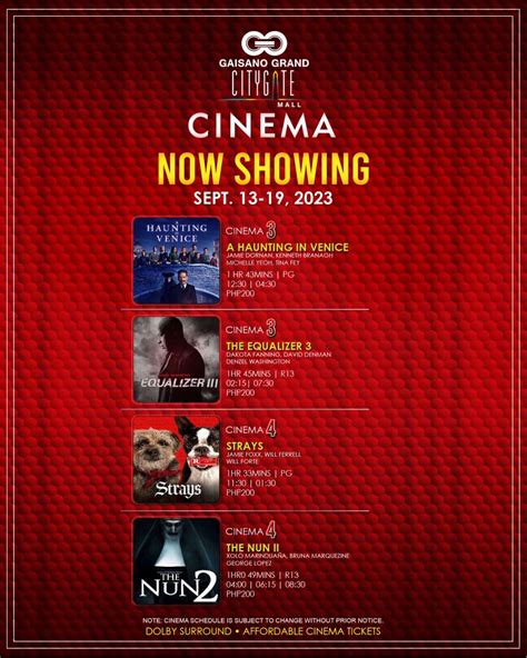 citygate cinema schedule|Our Cinemas .